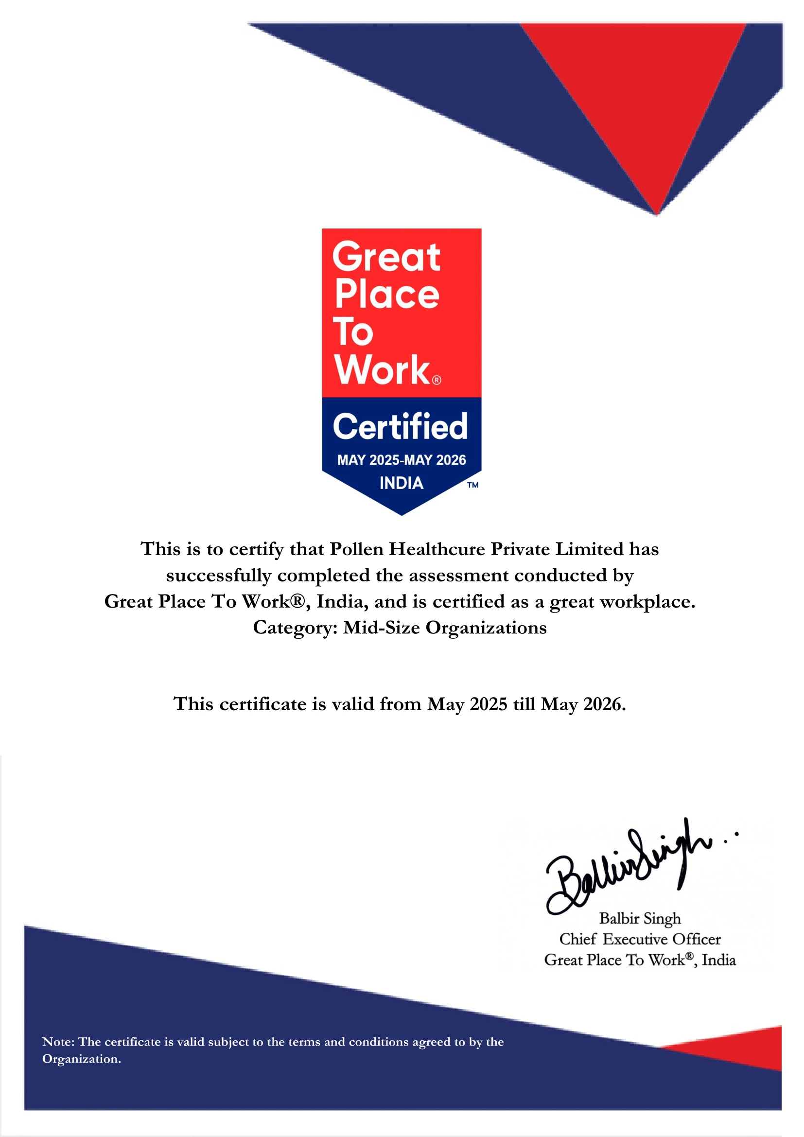 Great Place To Work certification